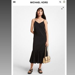 MICHAEL KORS
Stretch Cotton Poplin Ruffle Hem Slip Dress